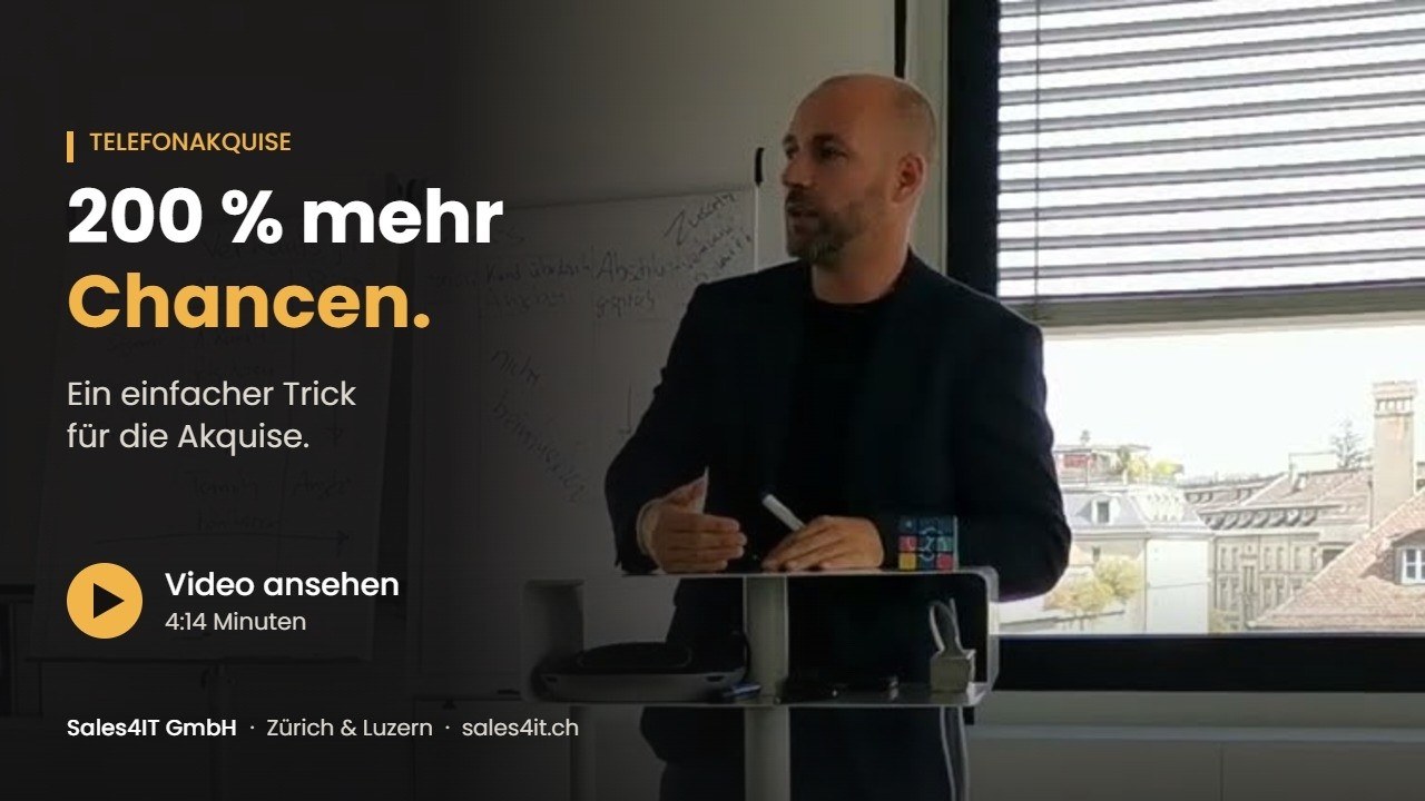 Verkaufstrainer von Sales4IT zeigt im Video, wie sich die Akquise-Chancen um mehr als 200 Prozent erhöhen lassen